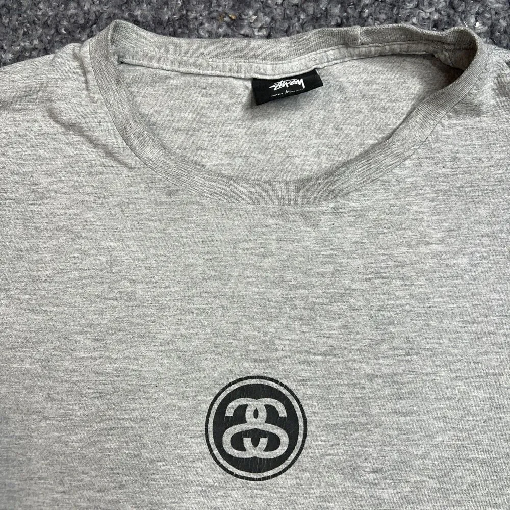Stussy Double S Grey Mens Large Short Sleeve Shirt